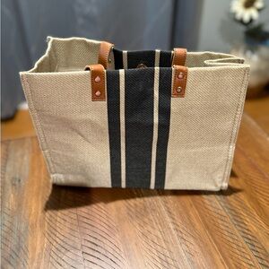 Elegant Canvas Tote with Leather Accents